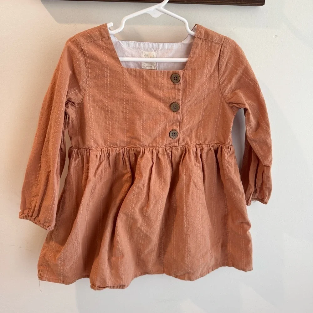 Ellie + H Cotton Elowen Dress in Pumpkin Stripe‎ 4T